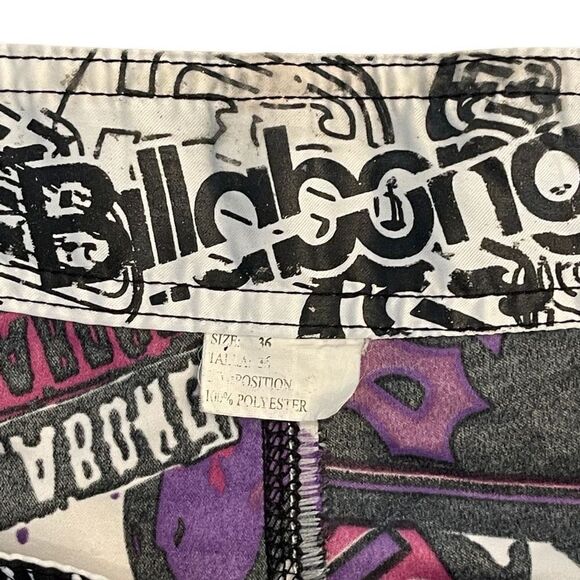 Billabong Mens Boardshorts Skulls Bad Billy Logo Purple White Size 36 - Picture 3 of 7